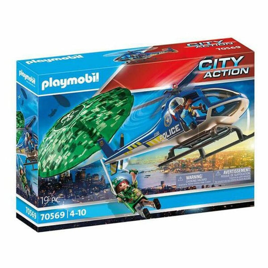 Playmobil Playset  City Action Police Helicopter: Parachute Chase Playmobil 70569 19 Pcs (19 Pcs)